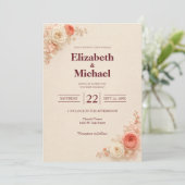 Rosa moderne elegante Hochzeit Einladung (Stehend Vorderseite)