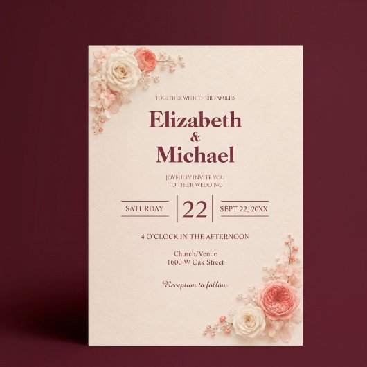 Rosa moderne elegante Hochzeit Einladung