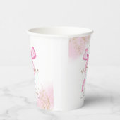 Rosa Moderne Elegante Watercolor Bow Babydusche Pappbecher (Rechts)