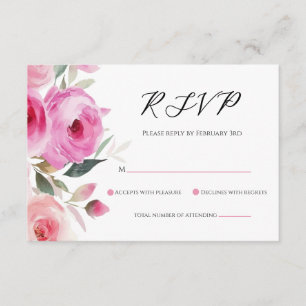 Rosa moderne floral Bat Mitzvah RSVP Begleitkarte