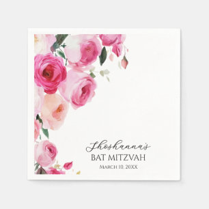 Rosa moderne Floral Bat Mitzwa Serviette