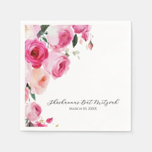 Rosa moderne Floral Bat Mitzwa Serviette