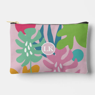 Rosa moderne florale tropische Natur girly Boho Zubehörtasche