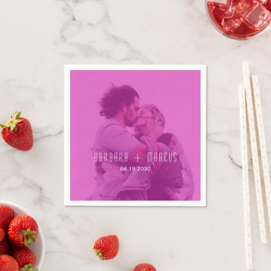 Rosa moderne Foto-Hochzeit Serviette (Beispiel)