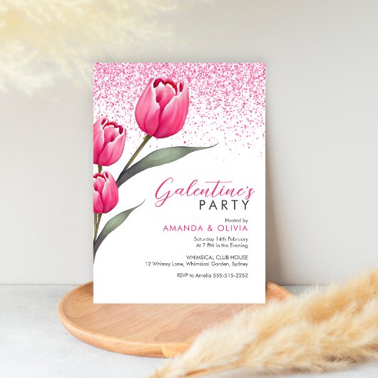 Rosa Moderne Galentiner-Party Einladung