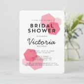 Rosa | Moderne geometrische Brautdusche Einladung (Stehend Vorderseite)