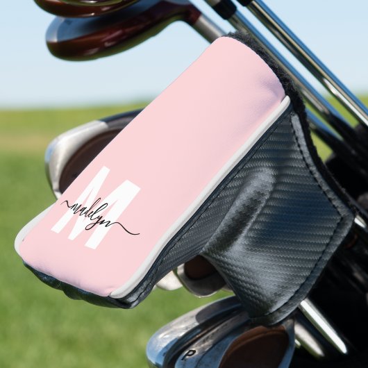 Rosa moderne girly Schrift-Monogramm Golf Headcover