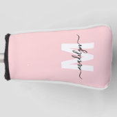 Rosa moderne girly Schrift-Monogramm Golf Headcover (Vorderseite)
