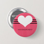 rosa Moderne Herztaste Button (Vorne & Hinten)