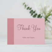 Rosa moderne Hochzeit-Dankeskarten im minimalistis (Stehend Vorderseite)