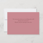 Rosa moderne Hochzeit-Dankeskarten im minimalistis (Rückseite)