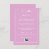 Rosa moderne Hochzeitdetails Begleitkarte (Vorne/Hinten)