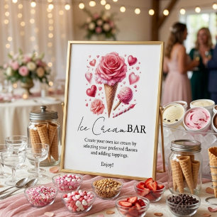 Rosa moderne Hochzeitsdusche Bar-Schilder im Scoop Sockelschild