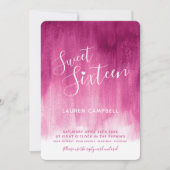 Rosa Moderne Kunst Einladungen 16 . Geburtstag (Vorderseite)