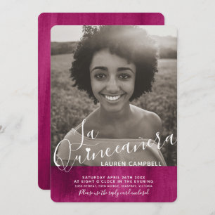 Rosa moderne Kunst La Quinceñera Foto Einladung