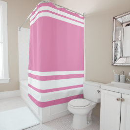 Rosa: Moderne Linien in Weiß Duschvorhang