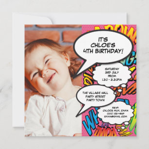 Rosa moderne lustige Foto-Geburtstagsfeier jedes A Einladung