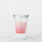 Rosa moderne mädchenhafte Retro 60er Jahre einfach Acryltrinkbecher (Vorderseite)