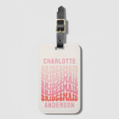 Rosa moderne mädchenhafte Retro 60er Jahre einfach Gepäckanhänger (Vorderseite Vertikal)