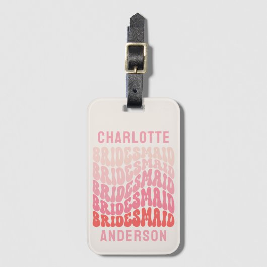 Rosa moderne mädchenhafte Retro 60er Jahre einfach Gepäckanhänger (Vorderseite Vertikal)