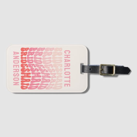 Rosa moderne mädchenhafte Retro 60er Jahre einfach Gepäckanhänger (Vorderseite (Horizontal))