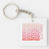 Rosa moderne mädchenhafte Retro 60er Jahre einfach Schlüsselanhänger (Vorderseite)