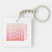 Rosa moderne mädchenhafte Retro 60er Jahre einfach Schlüsselanhänger (Rückseite)