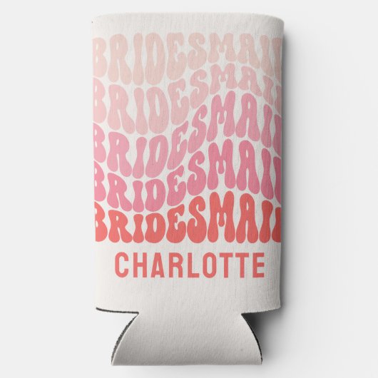 Rosa moderne mädchenhafte Retro 60er Jahre einfach Selters Dosenkühler (Rückseite)