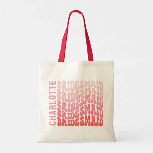 Rosa moderne mädchenhafte Retro-60er Jahre einfach Tragetasche (Rückseite)