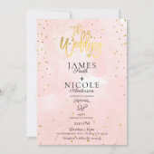 Rosa Moderne Minimal Gold Foil Volles Foto Hochzei Einladung (Vorderseite)