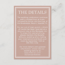 Rosa Moderne Minimalistische Hochzeit Begleitkarte