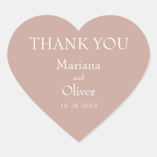 Rosa Moderne Minimalistische Hochzeit Herz-Aufkleber