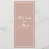 Rosa Moderne Minimalistische Hochzeit Menükarte (Rückseite)