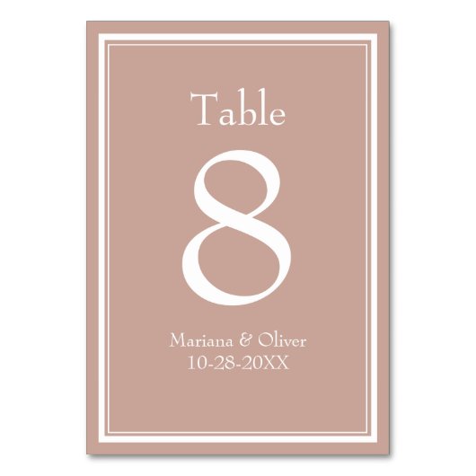 Rosa Moderne Minimalistische Hochzeit Tischnummer (Vorderseite)