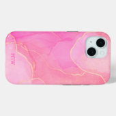 Rosa Moderne Mit Monogramm Case-Mate iPhone Hülle (Rückseite (Horizontal))