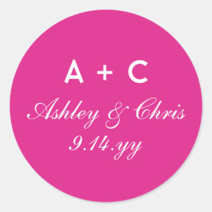 Rosa Moderne Personalisierte Hochzeitsempfehlung G Runder Aufkleber