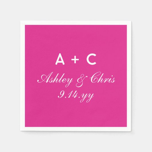 Rosa Moderne Personalisierte Hochzeitsempfehlung G Serviette (Vorderseite)