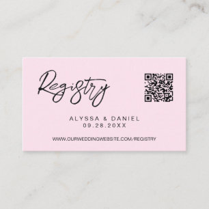 Rosa moderne QR-Code-Hochzeitsliste benutzerdefini Begleitkarte