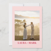 Rosa Moderne schicke Retro-Foto Hochzeit Einladung (Rückseite)