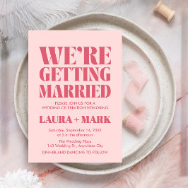 Rosa Moderne schicke Retro-Foto Hochzeit Einladung