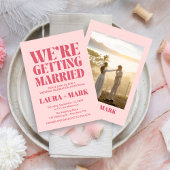 Rosa Moderne schicke Retro-Foto Hochzeit Einladung