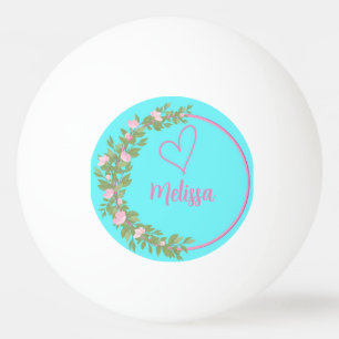 Rosa moderne Schrift girly Monogramm Name  Tischtennisball