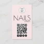 Rosa moderne Social-Icon QR-Code-Nägel Visitenkarte (Vorderseite)