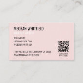 Rosa moderne soziale Icon-QR-Code-Foto-Makeup Visitenkarte (Rückseite)