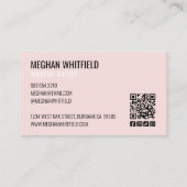 Rosa moderne soziale Icon-QR-Code-Foto-Makeup Visitenkarte (Rückseite)