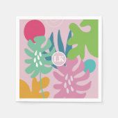 Rosa moderne tropische Natur mädchenhaft boho Serviette (Vorderseite)