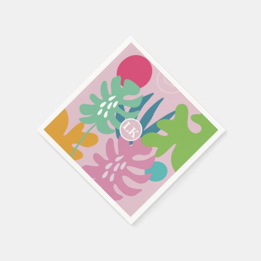 Rosa moderne tropische Natur mädchenhaft boho Serviette (Ecke)