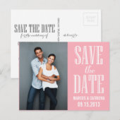 Rosa Moderne Typografie Save the Date Postkarte (Vorne/Hinten)