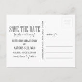 Rosa Moderne Typografie Save the Date Postkarte (Rückseite)