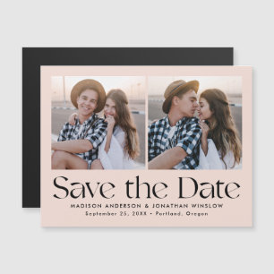 Rosa moderne Vintage-Lettering Foto Save-the-Date- Magneteinladung